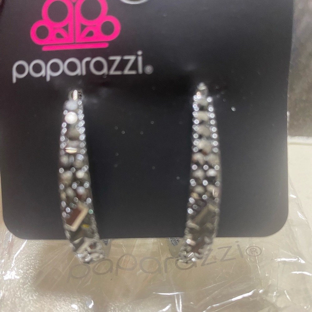 Brand new Glitzy Black Blockbuster Hoop Earrings